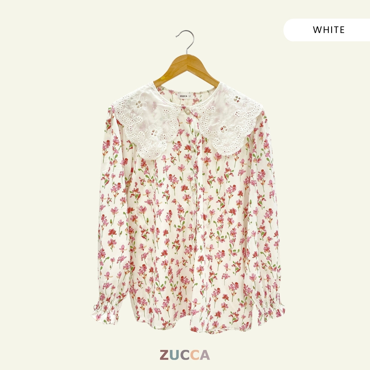 ZUCCA NANA KEMEJA WANITA FLORAL BERKOLAR PETERPAN - DM099 GAYA KOREA