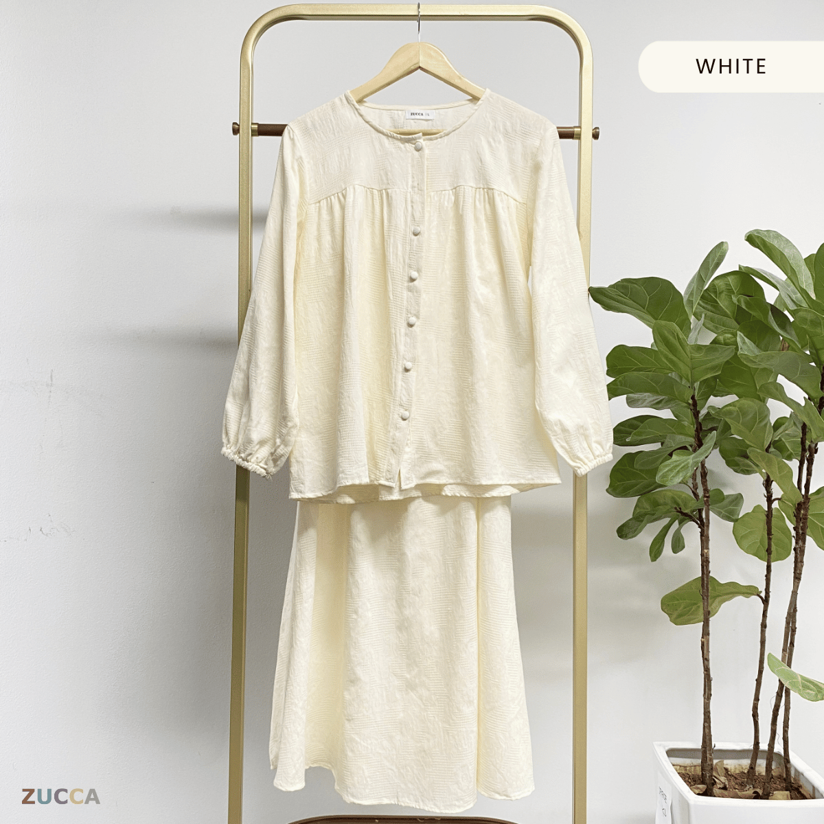 ZUCCA LENA SET BAJU BERBUTANG BERCORAK - DMSET004
