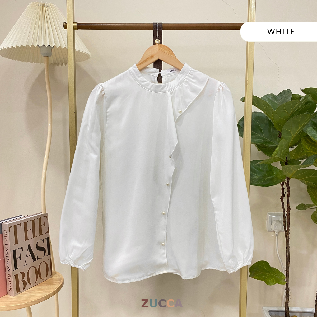 ZUCCA VANIA RUFFLED PEARL DETAIL WOMEN BLOUSE - MA014