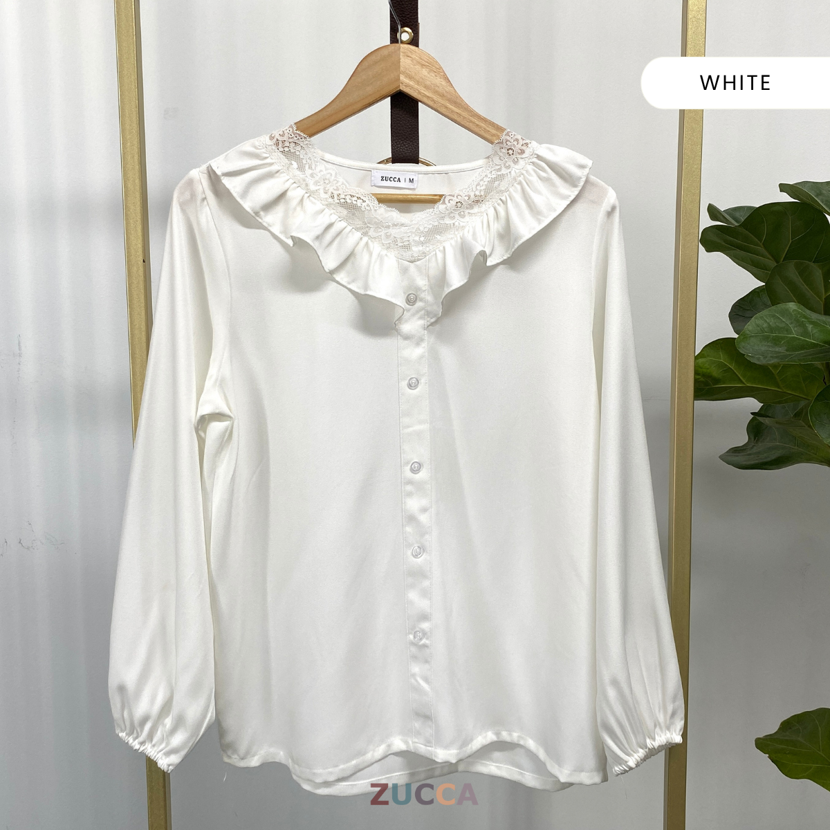 ZUCCA YUSRINA RUFFLE LACE BUTTON DETAIL BLOUSE - MA039