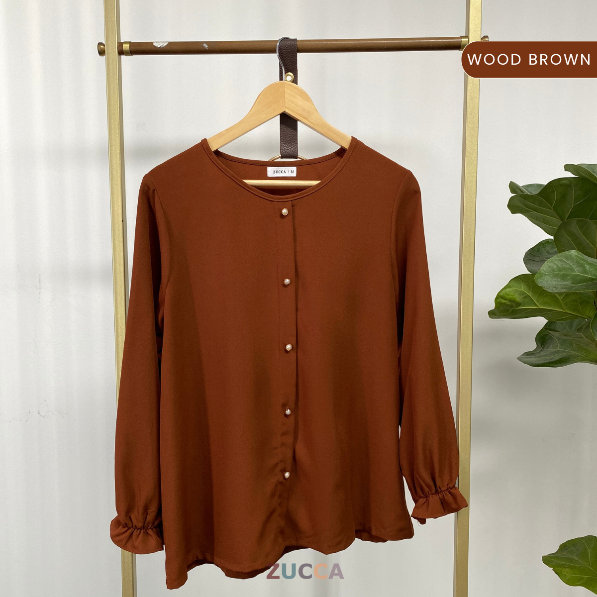 ZUCCA HAZIYA MINIMALIST PEARL BUTTON BLOUSE - MA038