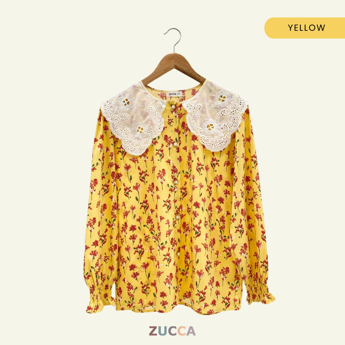 ZUCCA NANA KEMEJA WANITA FLORAL BERKOLAR PETERPAN - DM099 GAYA KOREA