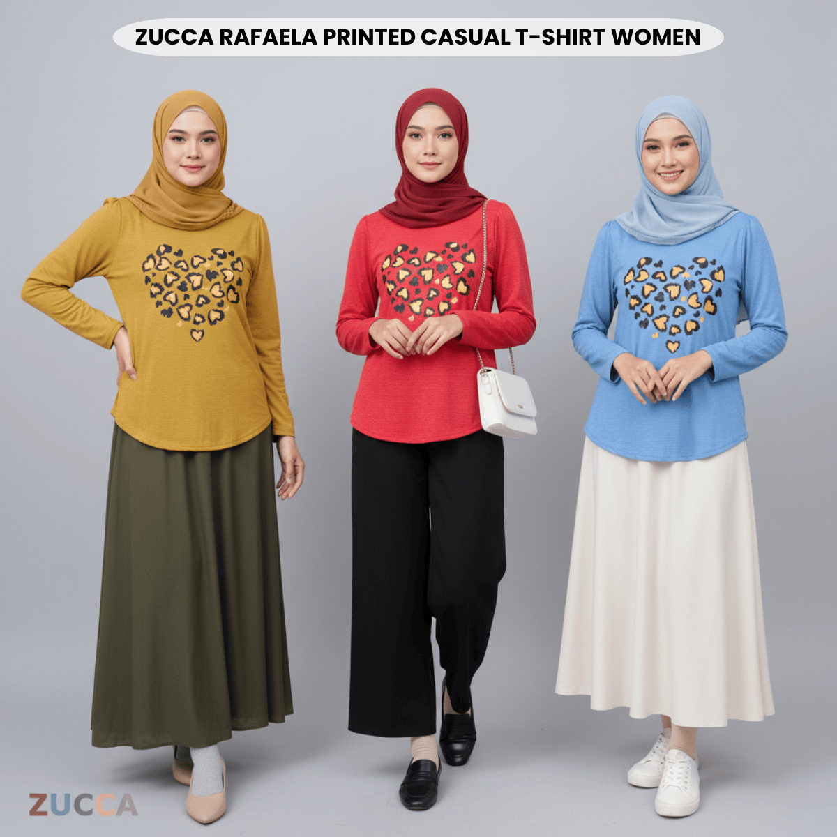 ZUCCA RAFAELA PRINTED KASUAL T-SHIRT PEREMPUAN - MA093